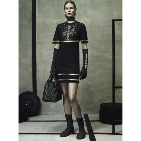 Alexander Wang Dresses & Skirts - Alexander Wang X H&M NWOT Perforated Sheer Mesh Panel Black Dress S Italy Made